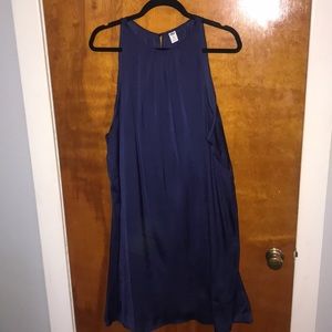 High neck navy blue dress